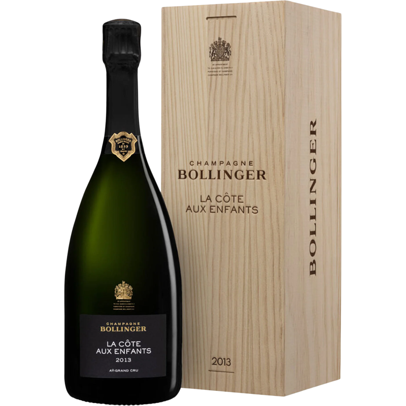 CHAMPAGNE BOLLINGER LA COTE AUX ENFANTS 2015 BOX DREWNIANY